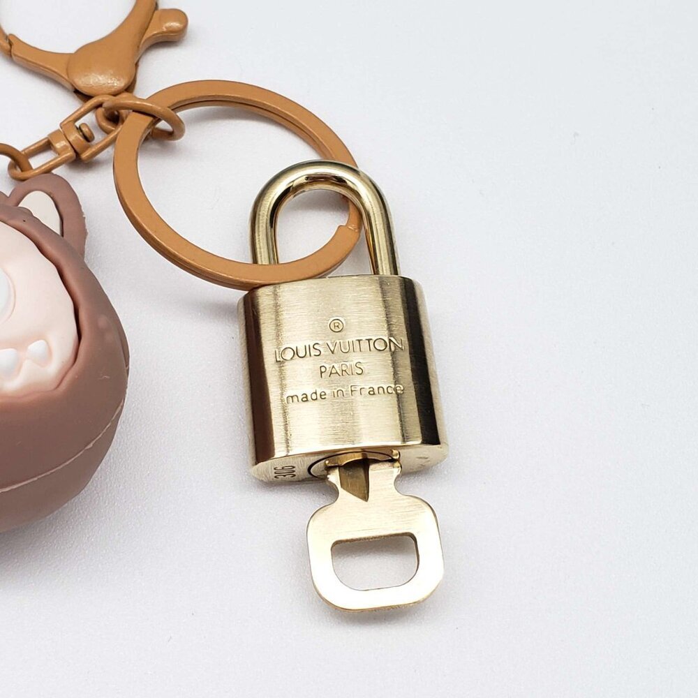 LV Authentic Gold Padlock 🔒 Key Set w/ Unbranded Labubu Keychain Charm - Picture 5 of 7
